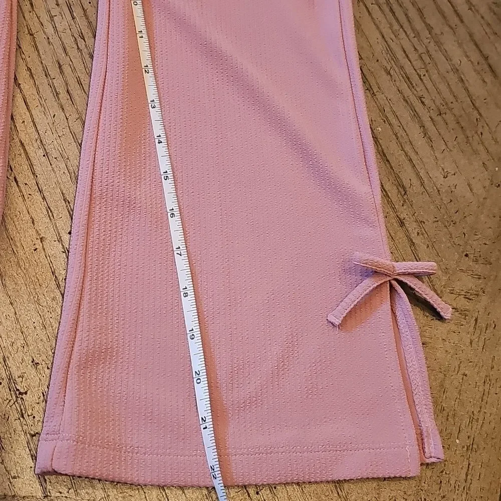 Pink Two-Piece Loungewear Set with Front Ruched Top Size S 6/7 New Never Worn